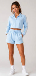 SPORTY SIDE STRIPE DETAILING TOP & DRAWSTRING SHORTS